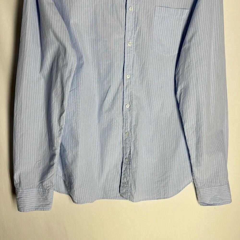 J Crew Men Slim Fit Long Sleeve Button Down Shirt Top Size XLT Blue Striped